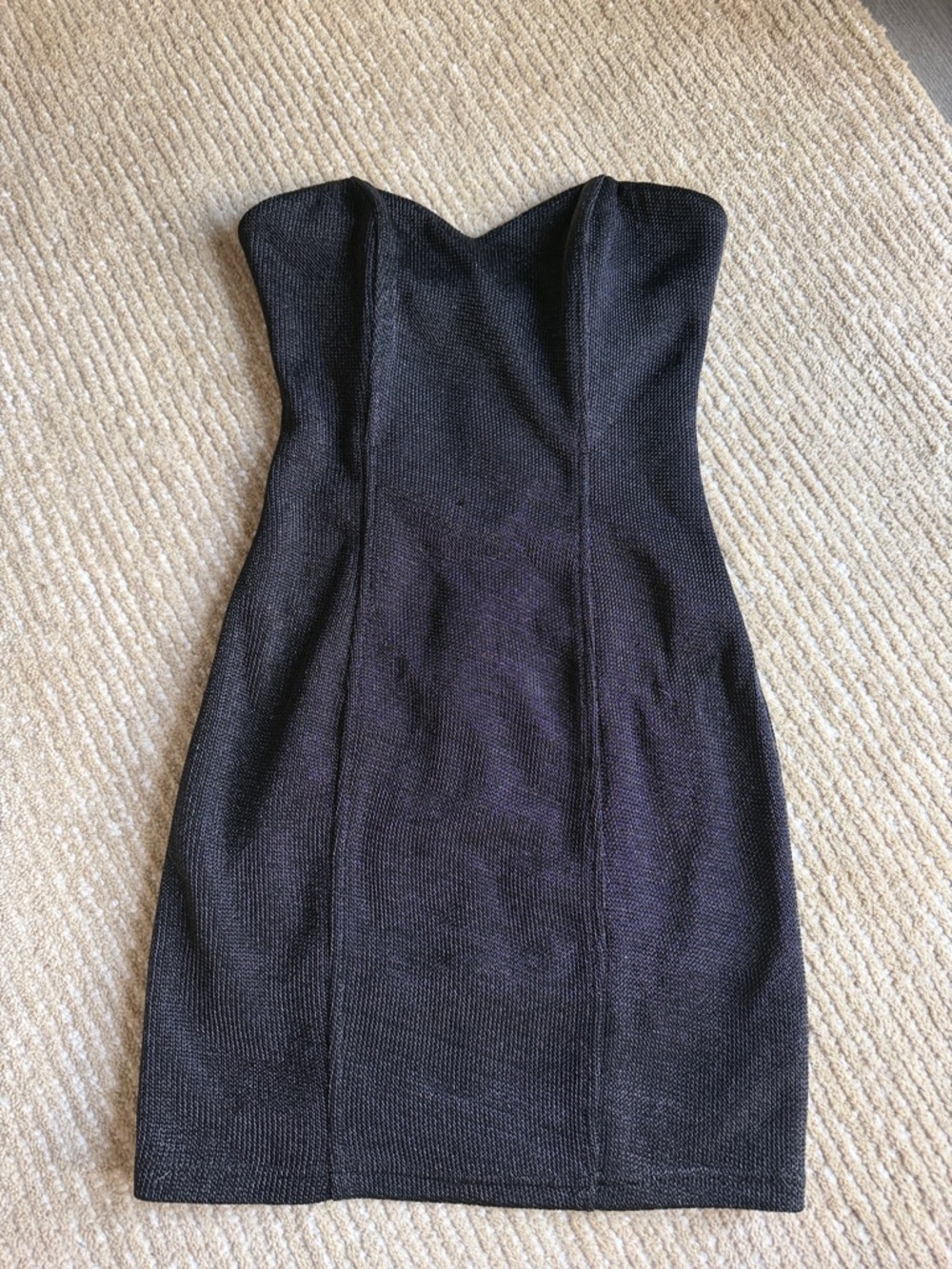 Vintage Wow Couture Structured and Chained Strapless Black Bandeau Bodycon Dress